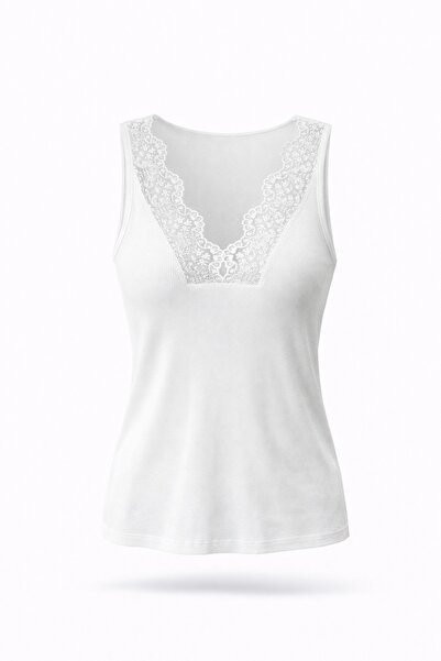 5in1Canpolat Ecru dantelă Detaliat material reiat Atlet 26288