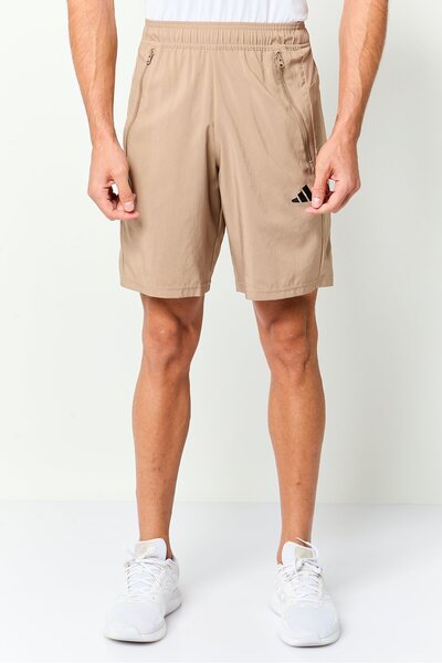 adidas Men Sportswear Fit Drawstring 9 Inseam Training Shorts, Tan