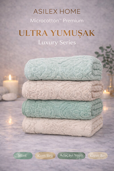 Asilex Home Collection 4’lü %100 Microcotton El Yüz Havlusu Premium Lüx 50x90...