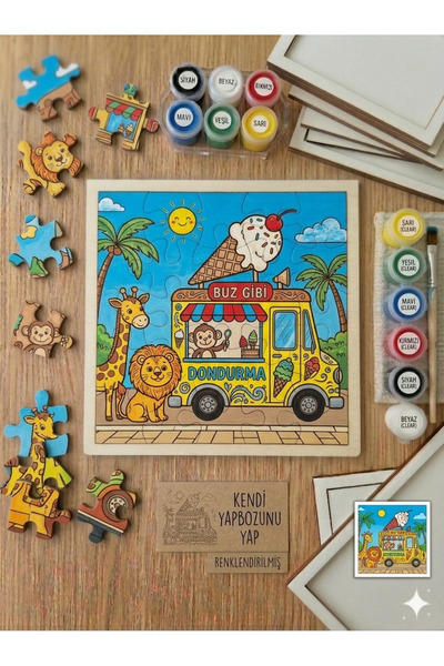 Hobiuniverse Çocuklar İçin Dondurma Arabası Eğitici Çocuk Yapboz Seti - Boyan...
