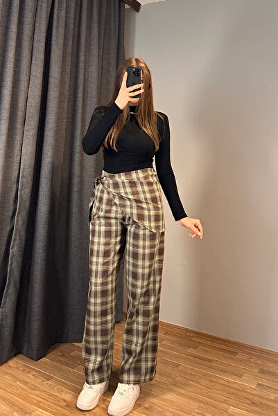 Sorridi Scarf Detailed Plaid Trousers