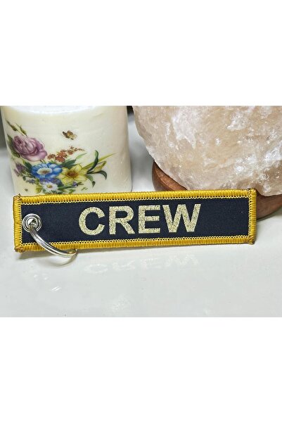 anahtarlık evreni Crew Written Gold Color Woven Fabric Keychain