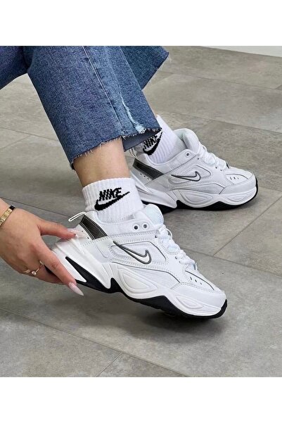 Nike M2K Tekno Leather Unisex Reflector Sneakers Genuine Leather White Sports...
