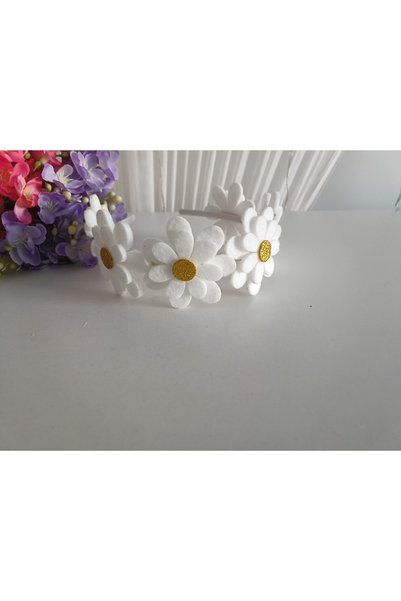 bir parça tasarım Felt Daisy Crown White