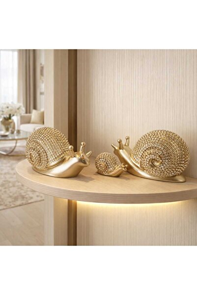 rakaymu Kristal Taşlı Salyangoz Biblo 3’lü Set – Lüks Dekoratif Ev Salon Masa...
