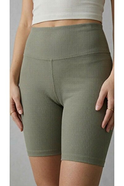 NOLYA MODA Corded Fabric High Waist Biker Leggings Shorts