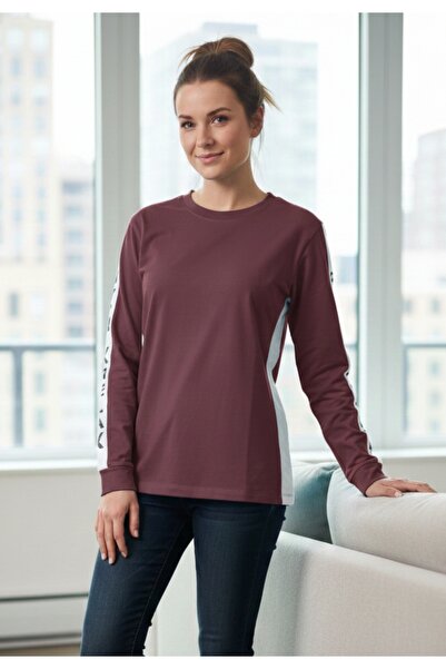 VİENETTA Women's purple blouse with long sleeves and "Be Relax" print