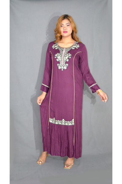 Zainah Women’s Jalabiya – Modest Long Dress with Embroidered Details - Perfec...