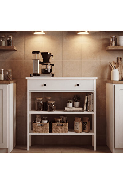 MANDOSİ Çekmeceli 70 Cm Kahve köşesi Çok Amaçlı Dolap Dresuar