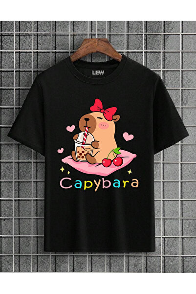lovver Capybara Character Premium Printed Breathable T-Shirt with Cotton Pieces