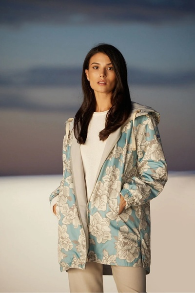 Madzerini Women's reversible trench coat LOLA, stucco / floral reverse