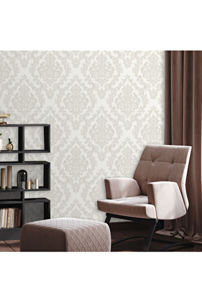 Adawall Zengin Damask Desen Duvar Kağıdı | ROCOCO 1405-1/15, Açık Krem, 1.06x...