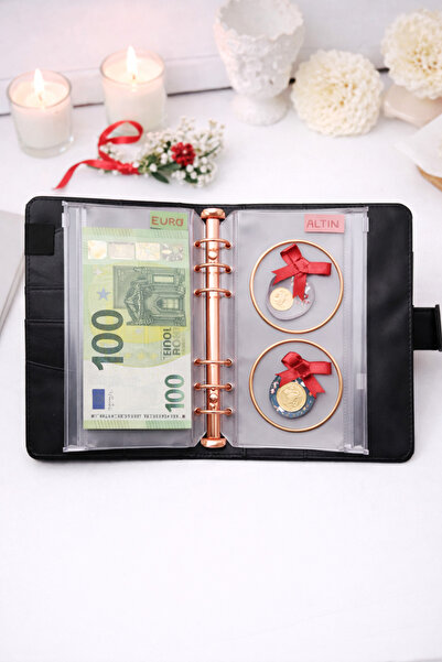 Mint Design Birikim Ajandası - Bütçe Planlayıcı Cüzdan - Siyah - Rose Gold Me...