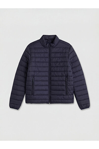 LC Waikiki Classic Navy Blue Standard Fit Mock Neck Men's Puffer Coat