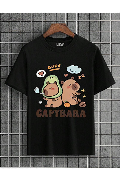 lovver Capybara Character Premium Printed Breathable T-Shirt with Cotton Pieces