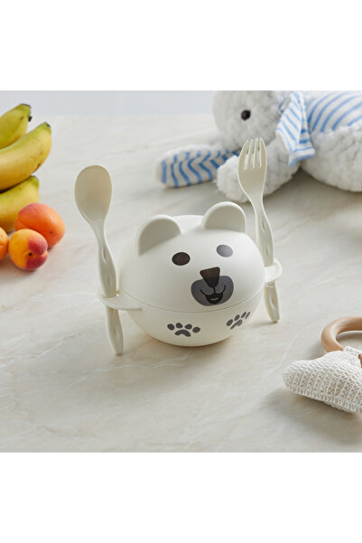 tinibud Pp Baby Food Bowl Spoon Fork Set 258 ml Unbreakable Durable 10.9X15.6...