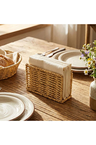 shopwave Msd Decorative Plastic Rattan Rectangular Napkin Holder – Natural St...