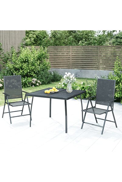 Concept Set de masă grădină, 3 piese, antracit, oțel