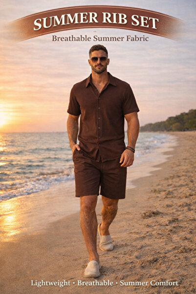 Ramer Rib Corded Fabric Fabric Shirt and Shorts Set – Stylish and Comfortable...