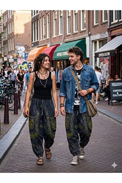 AYASOFYA OTANTIK Unisex Nepal Etnik Otantik Beli Ve Paçaları Lastikli Fermuar...