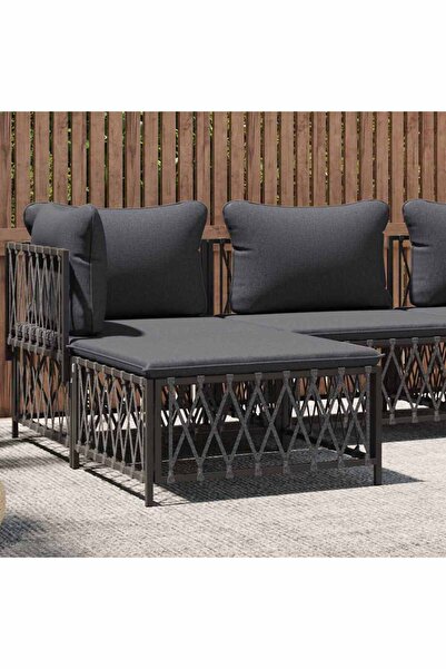 Concept Σκαμπό κήπου με Μαξιλάρι, ανθρακί, Υφαντό υλικό