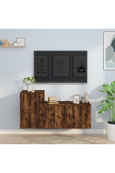 Concept Σετ ντουλαπιών τηλεόρασης, 2 τεμάχια, καπνιστή δρυς, επεξεργασμένο ξύλο