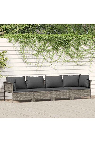 Concept Σετ επίπλων κήπου 4 τεμαχίων με μαξιλάρια, γκρι, πολυρατάν