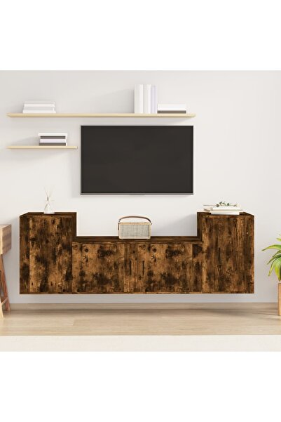 Concept Σετ ντουλαπιών τηλεόρασης, 3 τεμάχια, καπνιστή δρυς, επεξεργασμένο ξύλο