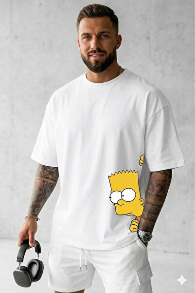 ALİ.COM Unisex Crew Neck Cotton Llu Oversized T-Shirt