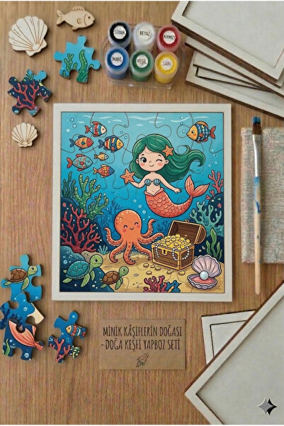 Hobiuniverse Çocuklar İçin Sualtı Maceraları Ahşap Boyanabilir Puzzle Eğitici...
