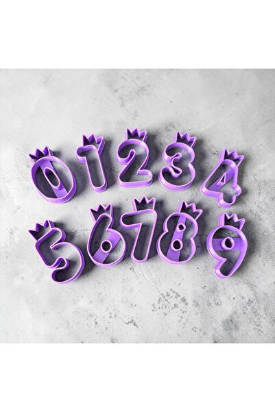 Major Hobi 3D Printing Number Cookie Mold Set with Crown 0-9 8 cm Cake and Co...