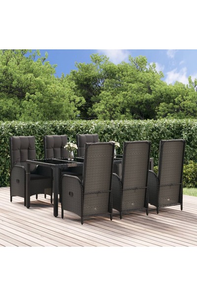 Concept Σετ επίπλων κήπου με μαξιλάρια, 7 τεμάχια, μαύρο/γκρι, πολυρατάν