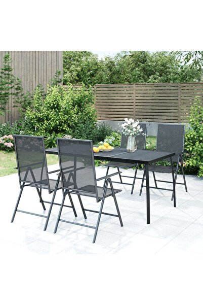 Concept Τραπέζι κήπου, ανθρακί, 165 x 80 x 72 cm, ατσάλινο πλέγμα