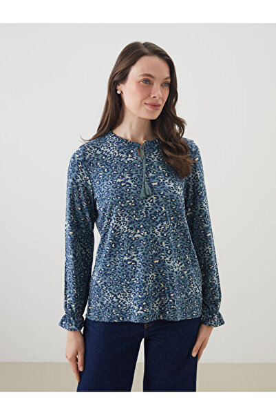 LC Waikiki Tie-Up Roba Collar Ethnic Embroidered Blouse for Style Enthusiasts...