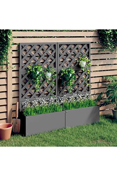 Concept Jardiniere cu spalier, 2 buc., gri, 65x33x135 cm, WPC