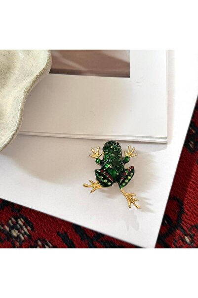 Alice İsstanbul Yeşil Mineli Kurbağa Broş