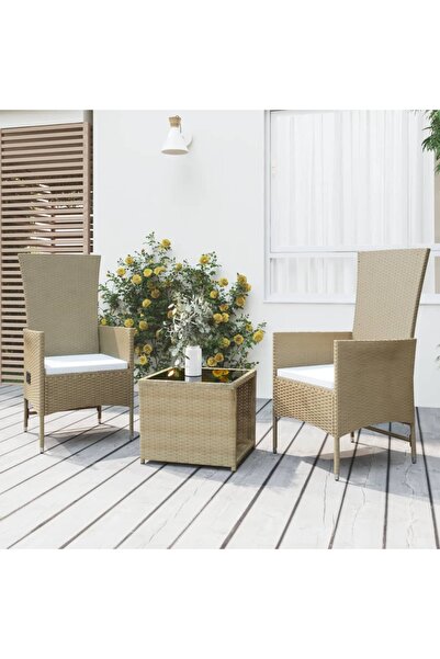 Concept Σετ ξαπλώστρες κήπου, 3 τεμάχια, μπεζ, πολυεστέρας και χάλυβας