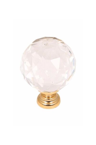Empressco Stylish Crystal Button Handle, Gold Color, 30mm, for Furniture and ...
