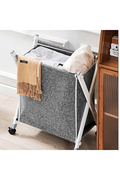 MOSTAFA A foldable fabric laundry basket with wheels, suitable for organizing...