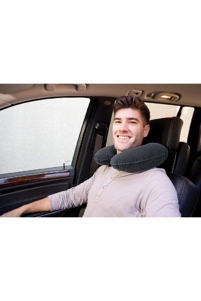 Intex Inflatable Travel Neck Pillow – Ergonomic U-Shape Flocked Pillow for Long Flights & Road Trips (13+)