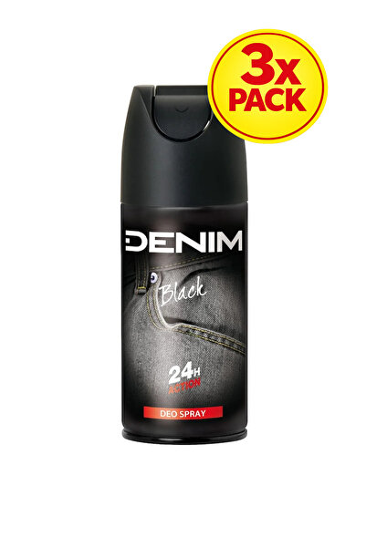 Denim 3x PACK DEO MEN BODY SPRAY BLACK 150ML