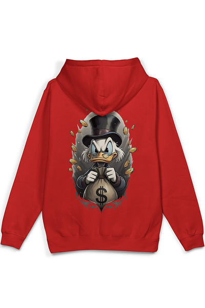 Overoz Varyemez Amca Sırt Printed Hooded Half Oversized Sweatshirt Red Hoodie...