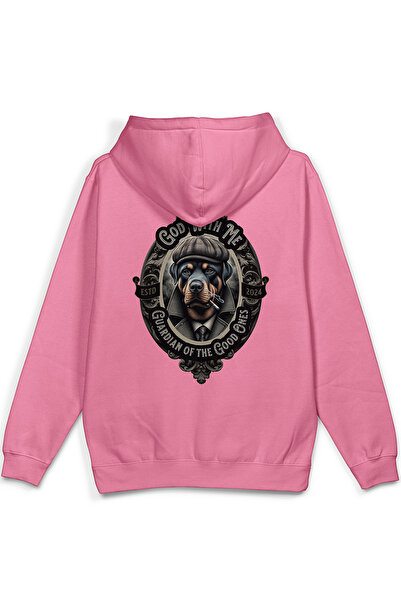 Overoz سويت شيرت Guardian Dog Rottweiler Dog Back مطبوع بغطاء رأس نصف كبير ال...