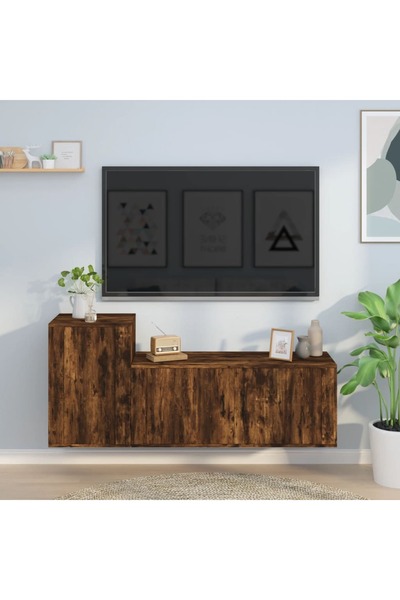 Concept Σετ ντουλαπιών τηλεόρασης, 2 τεμάχια, καπνιστή δρυς, επεξεργασμένο ξύλο