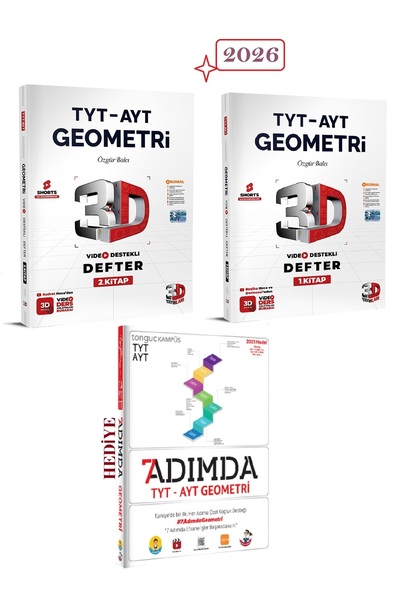 3D Yayınları TYT AYT Geometri 1. Kitap VE 2. Kitap Video Destekli Defter+Tyt ...