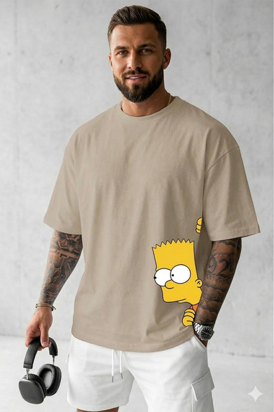 ALİ.COM Unisex Crew Neck Cotton Llu Oversized T-Shirt