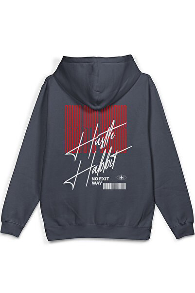 Overoz سويت شيرت Never Stop Back مطبوع بغطاء رأس شبه كبير الحجم بغطاء رأس مدخ...