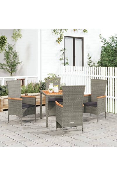 Concept Σετ επίπλων κήπου 5 τεμαχίων με μαξιλάρια, γκρι, πολυρατάν