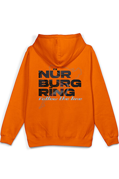 Overoz Nürburgring Race Track Car Back Printed Hooded Semi Oversized Sweatshi...