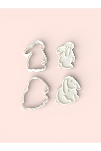 Major Hobi 3D Printing Rabbit Cookie Mold Set of 4 8.5 cm Sugar Dough and Coo...
